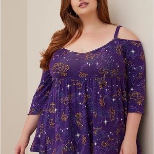 DISNEY HALLOWEEN COLD SHOULDER TOP - SUPER SOFT ALADDIN GALAXY